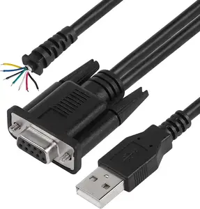 Tùy chỉnh chiều dài nhà máy OEM FTDI USB AM để DB9 nữ & Trần Dây Adapter Cáp nối tiếp cho FT232RL PL2303 CP2102