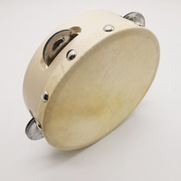 Hand Held Tambourine Drum Bell Wooden Metal Jingles Percussion Instruments Educational Toy for Children Perform