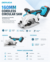 Scie circulaire sans fil DERUIDA, sans balais, robuste, portable, pour la découpe du bois et la construction, vente en gros directe d'usine OEM