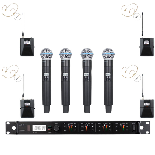 ULXD4Q Dual Channel BETA58A ULXD1 Handheld Lavalier Mic Professional UHF Wireless Microphone for Church ULXD4Q