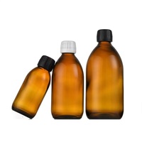 Bouteille vide en verre avec bouchon en aluminium, 120ml, 250ml, 500ml, pour le sirop rond ambré pour la bouche, le liquide pour la médecine