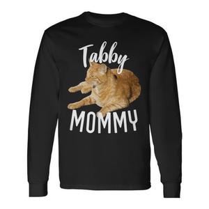 T-shirt a maniche lunghe con grafica Tabby Mommy Cat Lover, girocollo unisex per adulti, stampa digitale - Product Image 1