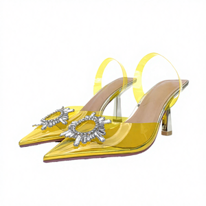 Chaussures à talons en strass bleu-vert pour femme, respirantes, antidérapantes, en PVC, nouvelle collection printemps-été-automne-hiver - Product Image 4