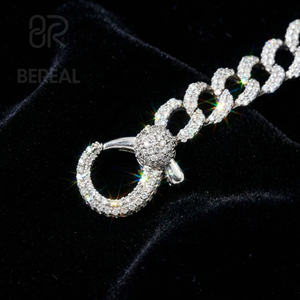 Cadena cubana de moissanita VVS que pasa la prueba del diamante, estilo hip hop personalizado, con incrustaciones de diamantes de laboratorio, collar cubano, joyería fina para hombre - Product Image 2