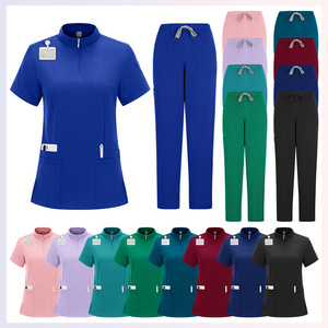 Women <b>Scrubs</b> Uniform Set Solid Color Moisture Wicking Operating Room <b>Clothes</b> Split Design Hospital Workwear S XXL - Product Image 4