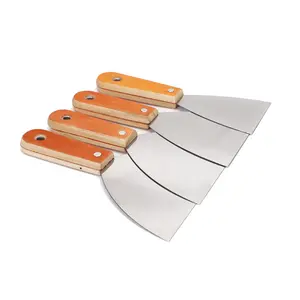 Cuchillo de masilla de alto carbono personalizado, rascador de masilla de acero multifunción, para extracción de pared, con mango de madera, superventas