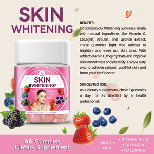 Bonbons gélifiés blanchissants pour la peau pour adultes OEM avec collagène pour un éclat radieux, réduction de l'hyperpigmentation, riches en antioxydants, flacon de 60 unités - Product Image 2