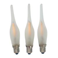 Ampoule LED à filament E10 C15 GS1, effet flamme de bougie, 230V 0.5W, boîtier givré, pour la décoration de lustres en cristal.