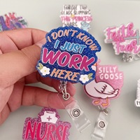 Porte-badge en acrylique personnalisé pour infirmières et médecins, avec clip à pression facile à retirer, paillettes, étiquette de badge de poitrine portable