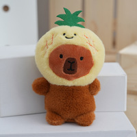 Porte-clés en peluche mignon de dessin animé Capybara, porte-clés en forme de fruits, jouets en peluche, porte-clés Capybara en forme de fraise, pastèque, ananas