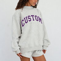Sweat-shirt surdimensionné personnalisé pour femme, col montant, broderie de lettres universitaires, logo, pull universitaire américain, sweat-shirt pour femme