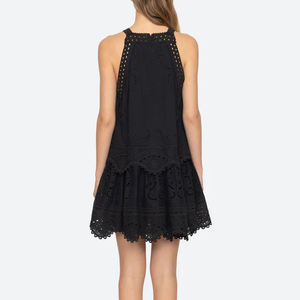 High-quality beach summer hollowed-out halter neck embroidered <b>dress</b> custom 100% cotton breathable mini <b>dress</b> - Product Image 4