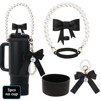 Nouvel ensemble d'accessoires pour gobelet, comprenant une sangle de transport pour bouteille d'eau, une base en silicone, un capuchon de paille et des breloques pour gobelet Stanley (gobelet non inclus)