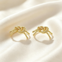 Boucles d'oreilles en fil torsadé pour femmes, plaqué or 18K, argent sterling 925, hypoallergénique, irrégulier
