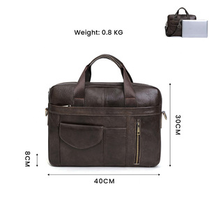 Dujiang Genuine Leather Business <b>Briefcase</b> 15.6 Inch Laptop Bag Men Crossbody Durable Travel Workbag - Product Image 4