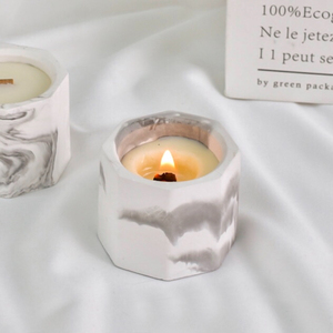 Bougie parfumée à mèche en bois de gypse marbré Bougie parfumée en cire de soja sans fumée avec boîte Bougie parfumée Marque privée - Product Image 3
