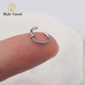 ASTM F136ไทเทเนียมด้านข้างง่ามชุดครึ่งวงกลมลูกบาศก์เพทายจมูก Cilcker หอยสังข์เจาะ - Product Image 2