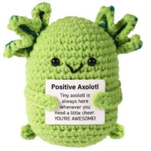 Axolotl positivo hecho a mano ganchillo Animal bolsillo abrazo regalo divertido con afirmaciones positivas decoración <span class=keywords><strong>de</strong></span> escritorio animar presente - Product Image 1