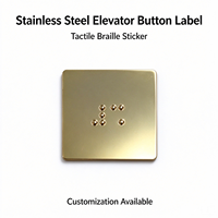 Autocollant tactile en braille pour bouton d'ascenseur en acier inoxydable, points en relief, personnalisable, noir/argent, taille personnalisée, guide public