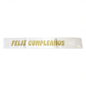 Écharpe d'anniversaire blanche avec lettres dorées, décoration élégante pour fête, lot de 12 pièces - Product Image 3