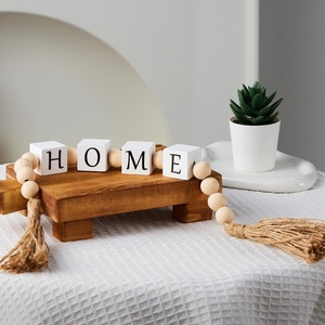 American Country Style Wooden Bead Tassel String Square <b>Letter</b> Home Decor Ornament - Product Image 3