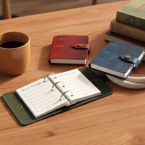 Vintage Crazy Horse Leather A9 Mini 3-Ring Binder 60 Sheets Notebook Top Layer Cowhide Journal Diary Welcome <b>Gifts</b> Promotional - Product Image 1