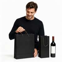 Sac cadeau réutilisable pour bouteille de vin, emballage personnalisé avec logo, sac en papier pour vin imprimé sur mesure avec poignée en corde, vente en gros