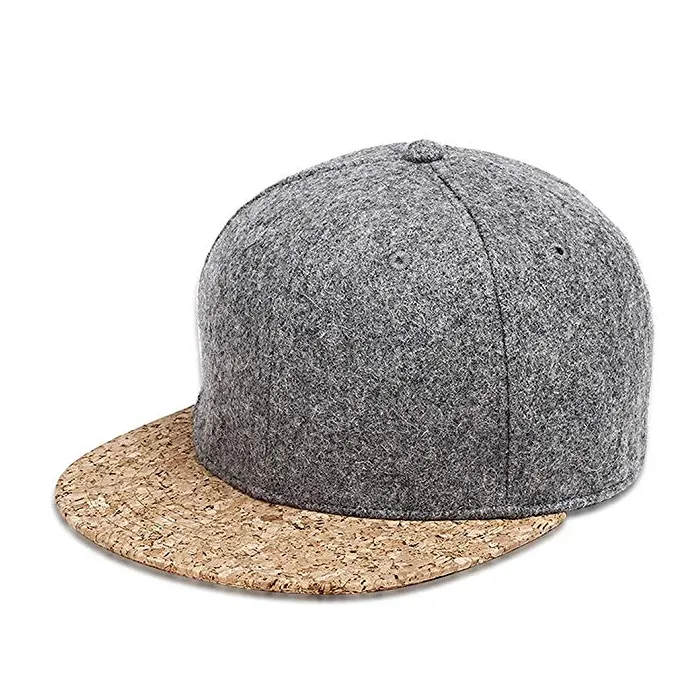 Outdoor Mens Hat Wool Cork Brim Flat Bill Trucker Hats Snapback Baseball Hat Cap