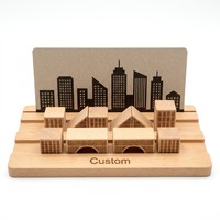 Bandeja de Bloques de Construcción de Ciudades Montessori Personalizada de Madera y Papel de 40 Piezas, Juego Educativo STEM Urbano Moderno con Tarjetas