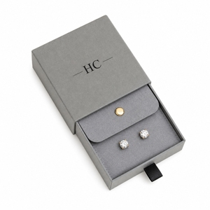 Caja de joyería de alta gama estilo caja de cerillas para pendientes, con bolsa de terciopelo, precio mayorista, caja rígida con cajón, venta directa de fábrica - Product Image 4