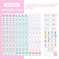 Mahjong Automatique de Luxe Portable en Mélamine 160 Tuiles, Thème Floral Rose Printanier, Style Américain Moderne, pour Divertissement