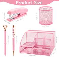 Kit d'Organisation de Bureau en Maille Rose 11 Pièces, Couleur Personnalisée, Ensemble d'Accessoires et de Fournitures de Bureau
