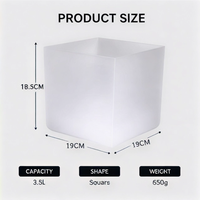 Seau à glace carré en PP de qualité alimentaire 3,5 L transparent à double paroi, changeant de couleur, pour KTV, bar, hôtel, fête, logo personnalisé, fourniture OEM