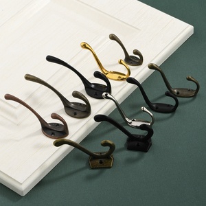 Exquisite European Style Solid <strong>Black</strong> Antique Coat <strong>Hook</strong> for Doors-Wall Mounted Zinc Alloy Double <strong>Hook</strong> Design Bathroom Kitchen - Product Image 2