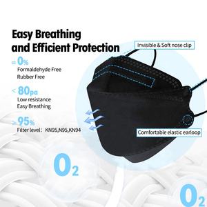 Masques faciaux jetables <span class=keywords><strong>FFP2</strong></span> KF94 de couleur personnalisée, non tissés, KN95 en forme de poisson pour un meilleur ajustement, respirateurs et masques confortables - Product Image 5