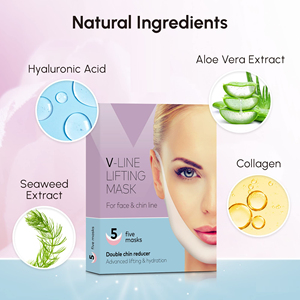 5 Pezzi Cinghia Lifting Viso a V Rassodante e Tonificante, Nastro Lifting <span class=keywords><strong>Collo</strong></span>, Patch Viso a V, Maschera Viso Snellente a V, Maschera Lifting al Collagene - Product Image 2