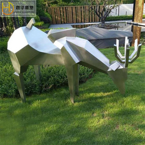 Jiahua Sculpture Stainless Steel Mirror Deer Sculpture Faceted Geometric Outdoor Garden Ornament - Product Image 3