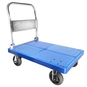 Capacità di carico 300kg 900*600mm per supermercato pesante blu piattaforma di trasferimento in plastica carrello camion a mano