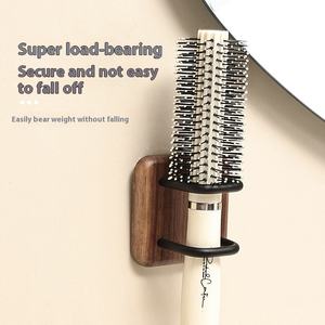 NFS rak penyimpanan sisir kayu kenari untuk kamar mandi tempat alat pembersih tingkat Tunggal terpasang di dinding tanpa bor - Product Image 2