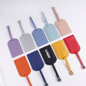 Custom PU Leather Luggage Tags with ID Window and <b>Strap</b> for Travel, <b>Suitcase</b> Name Tag in Multiple Colors - Product Image 1