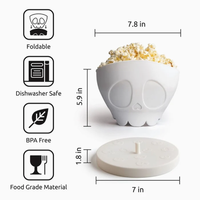 Cadeau d'Halloween : Moule à Popcorn en Silicone en Forme de Crâne pour Micro-ondes, Bols à Popcorn Pliables, Cadeau Idéal pour la Décoration de Fêtes à Domicile