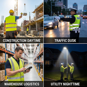 Gilet di Sicurezza Riflettente Multi-Tasca ad Alta Visibilità in Rete con Clip per Radio <span class=keywords><strong>e</strong></span> Porta Penna per Uomo - Product Image 6