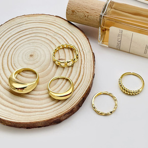 Ready To Ship 18K Gold Plated Simple Design Chunky <b>Adjustable</b> Open <b>Rings</b> Women - Product Image 6