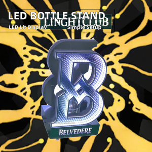 Modern Customized Metal Freestanding Nightclub LED <strong>Vodka</strong> Bottle Service Sign for Presenter Carrier Bar Display Stand - Product Image 2