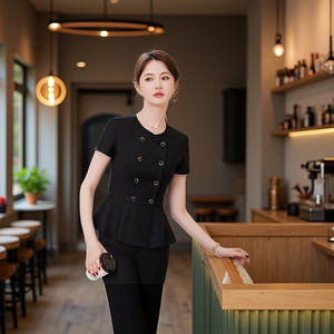 Hotel Receptionist Short Sleeve <b>Work</b> Suit Women Professional Slim Fit Uniform Summer 2025 - Product Image 1