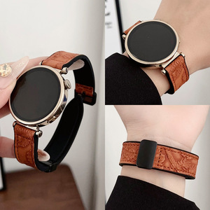 Bracelet de montre magnétique en silicone et cuir 18/20/22mm Boucle pliante réglable pour <span class=keywords><strong>Samsung</strong></span>, <span class=keywords><strong>Galaxy</strong></span>, Huawei <span class=keywords><strong>Fit</strong></span> 3 4 <span class=keywords><strong>Pro</strong></span> - Product Image 1