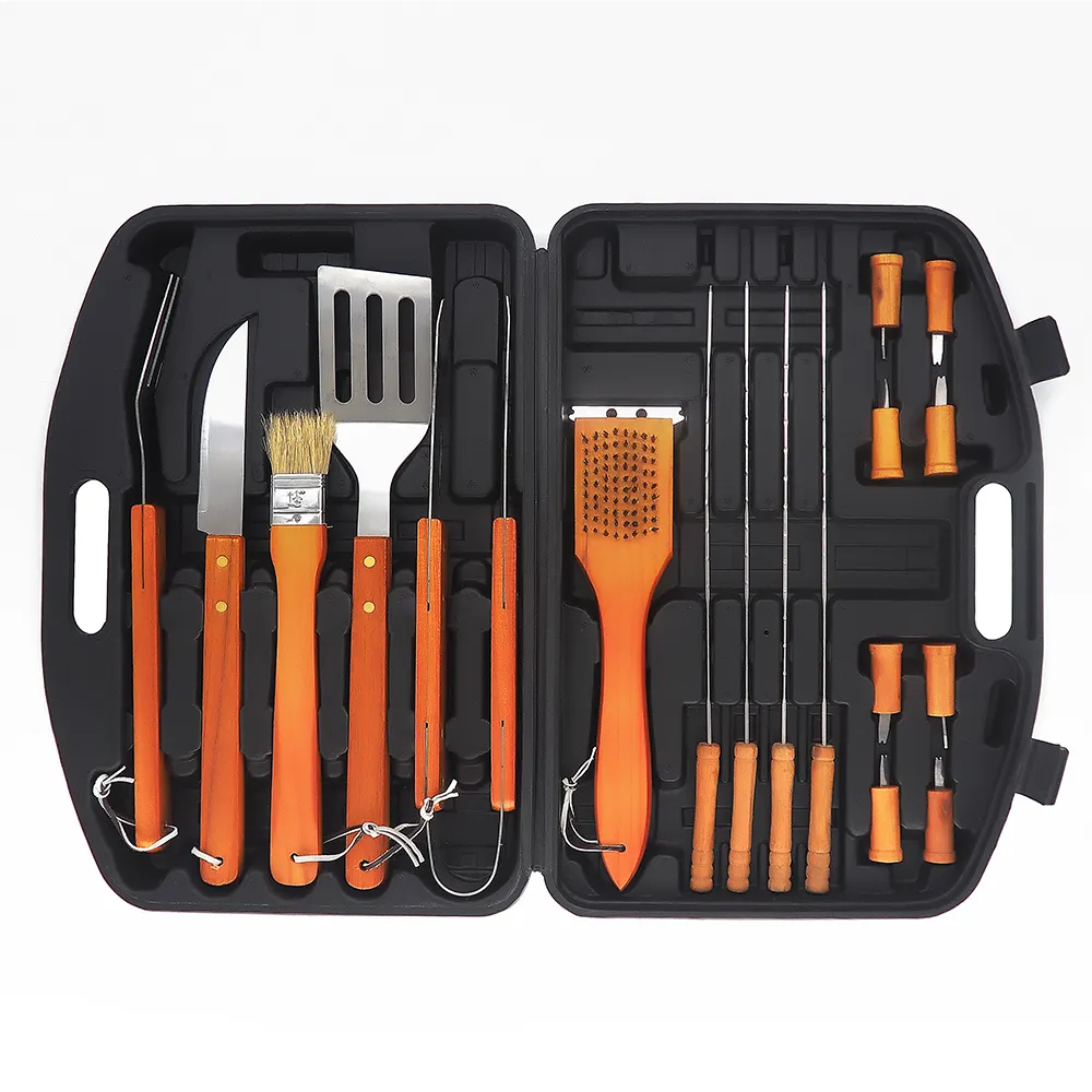 Kit di attrezzi per barbecue professionale 17 pezzi strumenti per barbecue in acciaio inossidabile accessori per barbecue per barbecue all'aperto