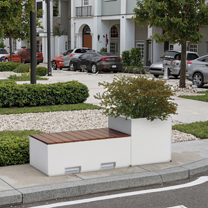 Modern Durable GRC <strong>Concrete</strong> <strong>Bench</strong> with Anticorrosive Wood Seat for Entry Gym Park Seating or <strong>Garden</strong> Furniture - Product Image 3