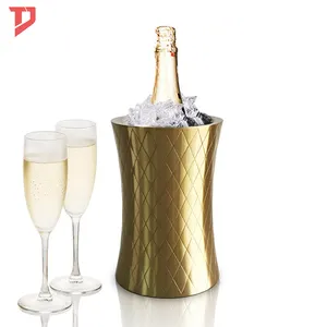 Custom Stainless Steel Bar Wine Cooler Bottle Chiller Metal Gold Plated Champagne Ice Bucket