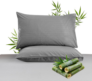 Funda de Almohada de Fibra de Bambú, Rectangular, Gris Sólido, Transpirable, Antiestática, Ecológica, de Alta Calidad, para Uso Doméstico en Todas las Estaciones - Product Image 1